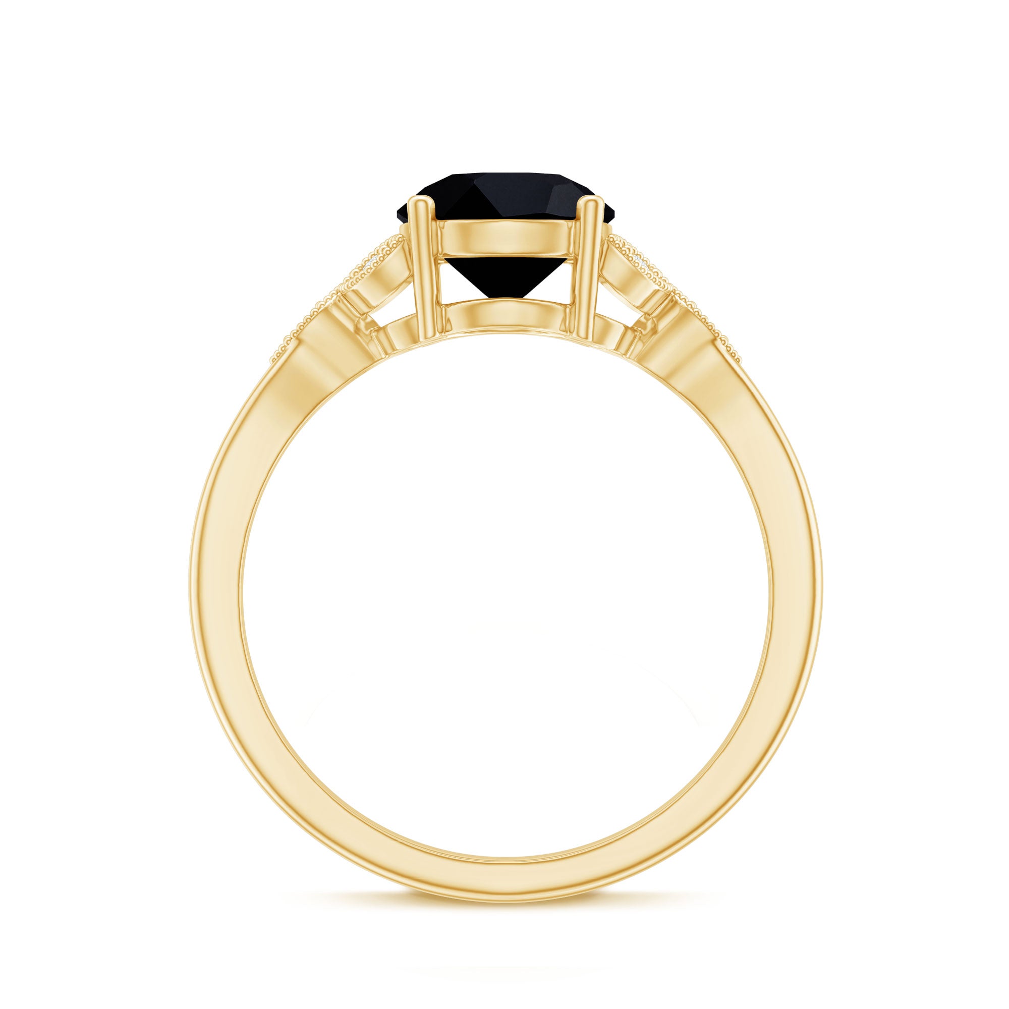 Certified 2 Carat Lab Grown Black Diamond Solitaire Engagement Ring with White Diamond AAAA ( Synthetic ) - Rosec Jewels