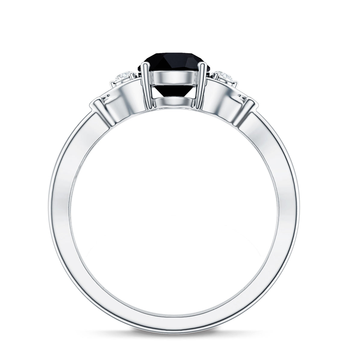 Certified 1.3 Carat Lab Grown Black Diamond Engagement Ring with White Diamond AAAA ( Synthetic ) - Rosec Jewels