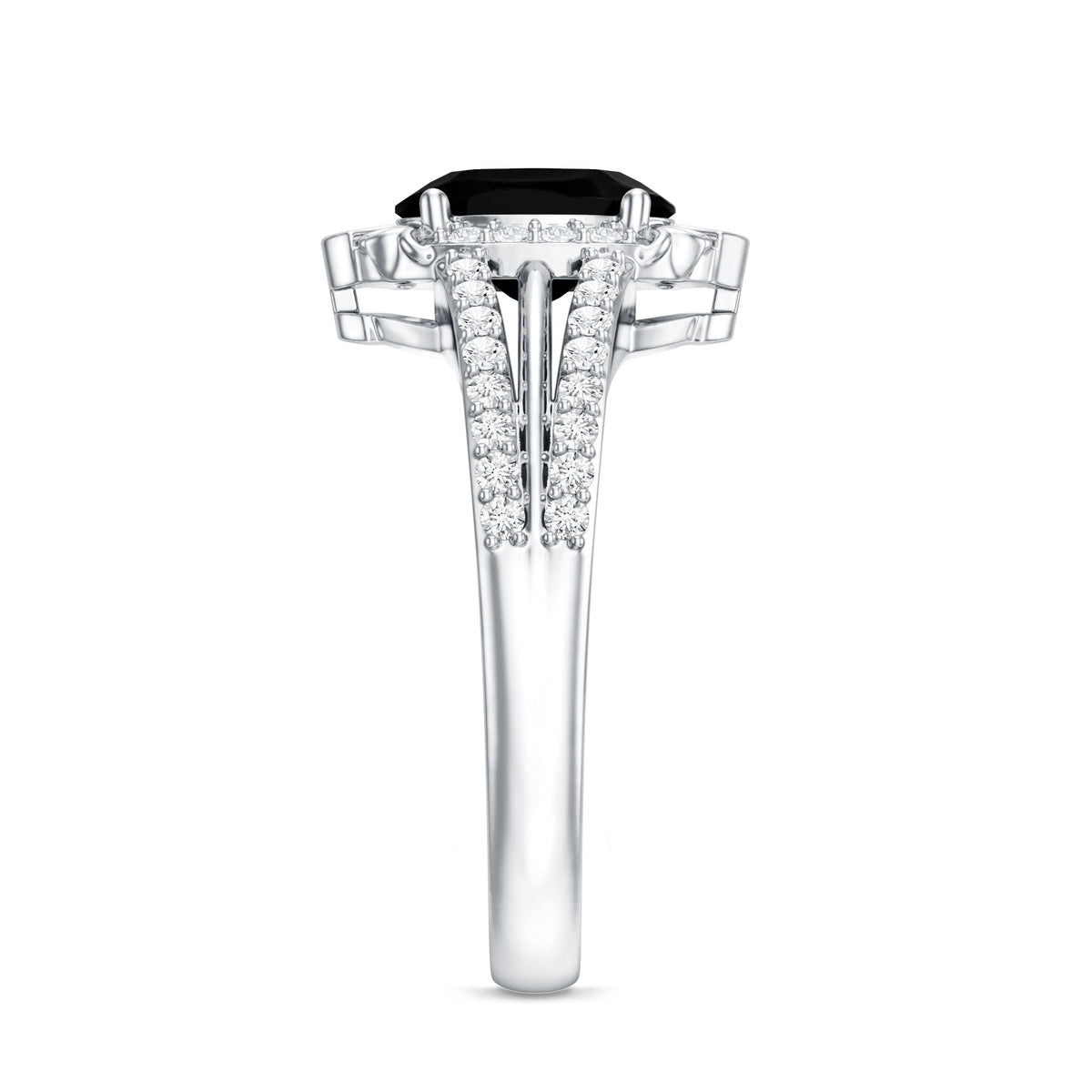 Vintage Style 1.9 Carat Lab Grown Black Diamond Oval Engagement Ring with Diamond Halo AAAA ( Synthetic ) - Rosec Jewels