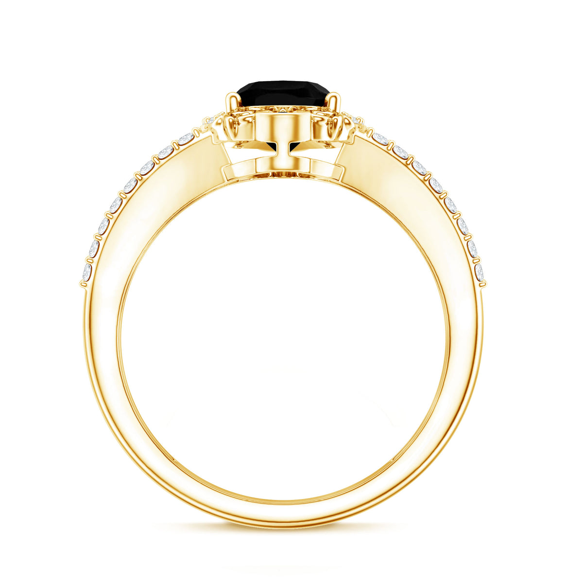 Vintage Style 1.9 Carat Lab Grown Black Diamond Oval Engagement Ring with Diamond Halo AAAA ( Synthetic ) - Rosec Jewels