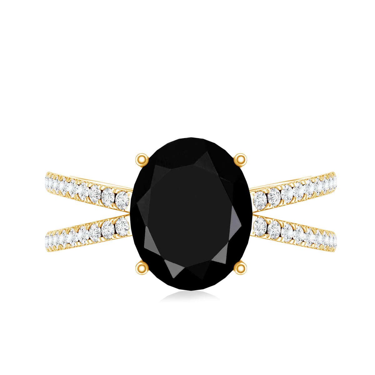 4.2 Carat Lab Grown Black Diamond Split Shank Engagement Ring with White Diamond AAAA ( Synthetic ) - Rosec Jewels