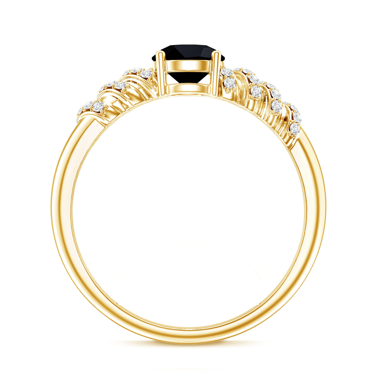 Lab Grown Black Diamond Solitaire Promise Ring With Diamond AAAA ( Synthetic ) - Rosec Jewels