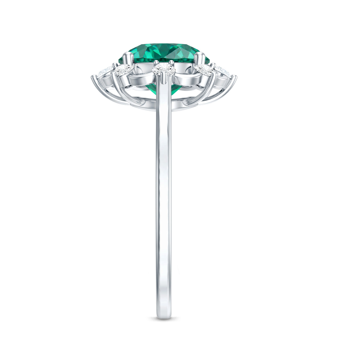 Lab Grown Emerald Designer Flower Engagement Ring AAAA - Rosec Jewels