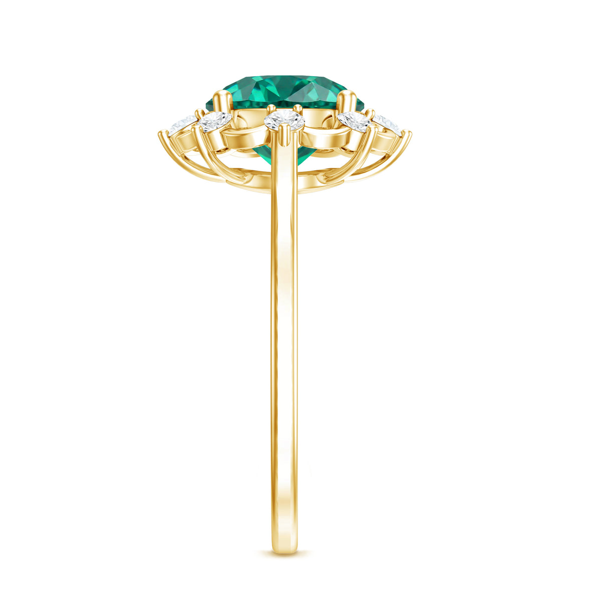 Lab Grown Emerald Designer Flower Engagement Ring AAAA - Rosec Jewels