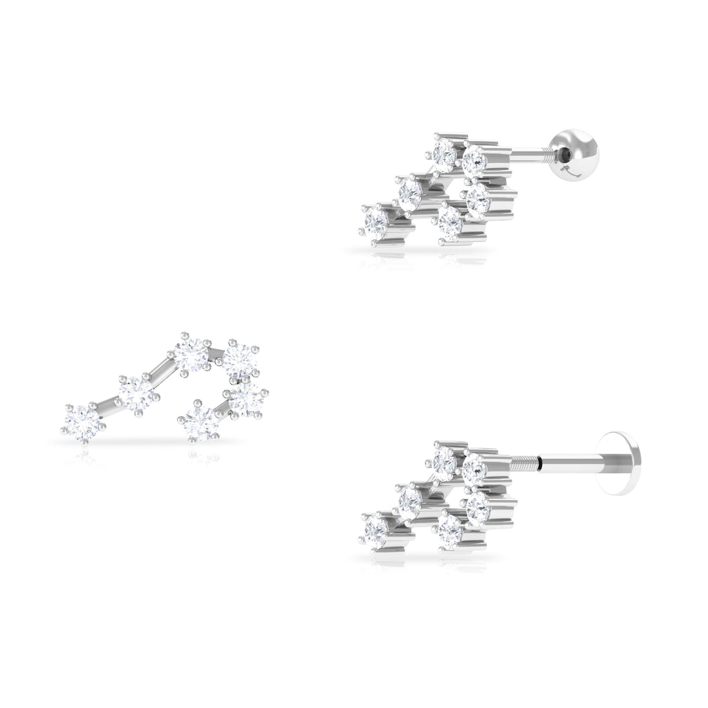 Certified Round Moissanite Cancer Crawler Earring Moissanite - ( D-VS1 ) - Color and Clarity - Rosec Jewels