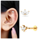 Marquise Diamond Lotus Earring for Cartilage Piercing Diamond - ( HI-SI ) - Color and Clarity - Rosec Jewels