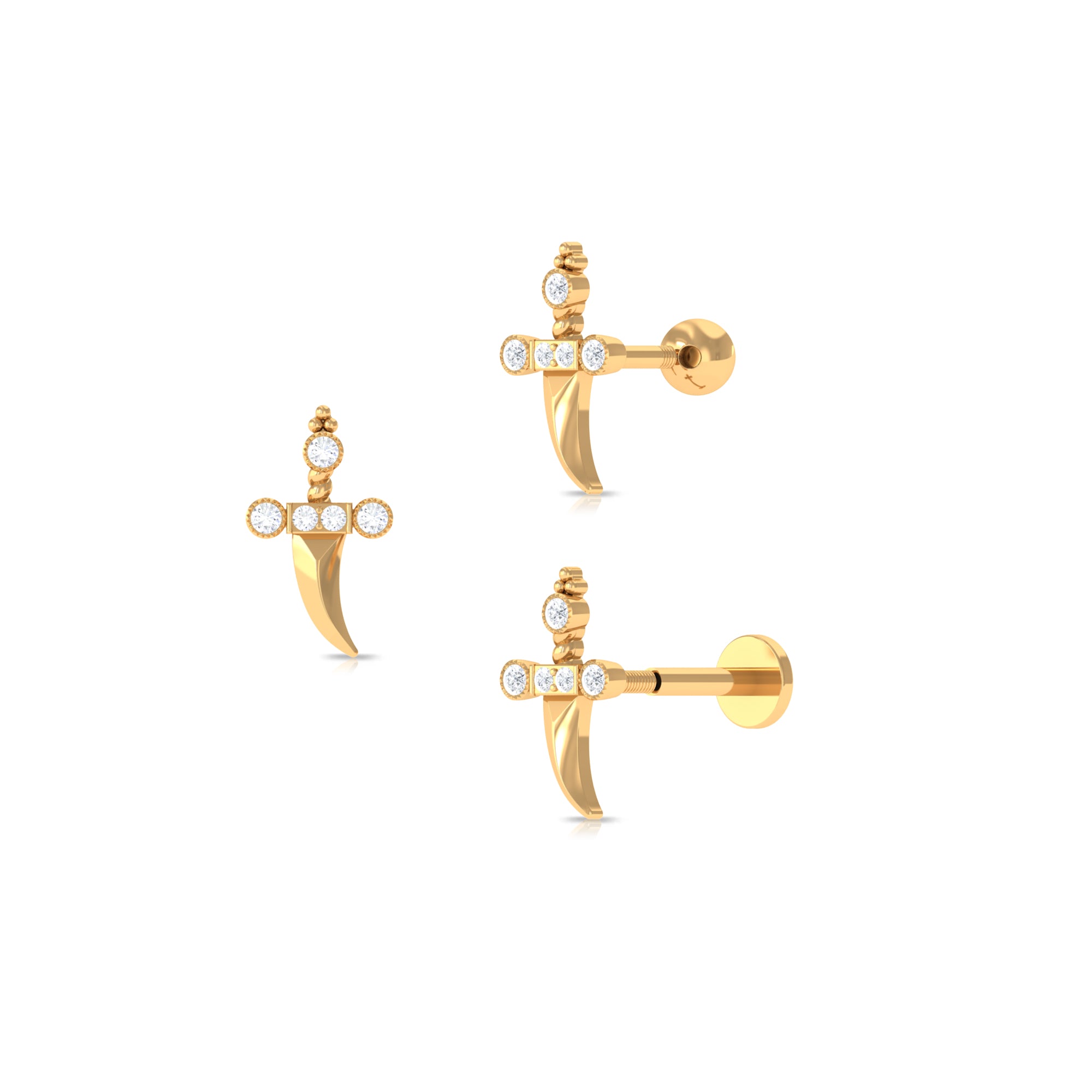 Unique Diamond Dagger Earring for Cartilage Piercing Diamond - ( HI-SI ) - Color and Clarity - Rosec Jewels