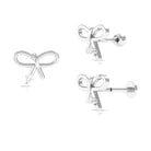 Natural Diamond Bow Earring for Cartilage Piercing Diamond - ( HI-SI ) - Color and Clarity - Rosec Jewels
