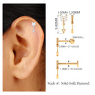 Trendy Diamond Arrow Drop Earring for Helix Piercing Diamond - ( HI-SI ) - Color and Clarity - Rosec Jewels