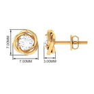 3/4 CT Zircon Solitaire Stud Earrings with Swirl Details Zircon - ( AAAA ) - Quality - Rosec Jewels