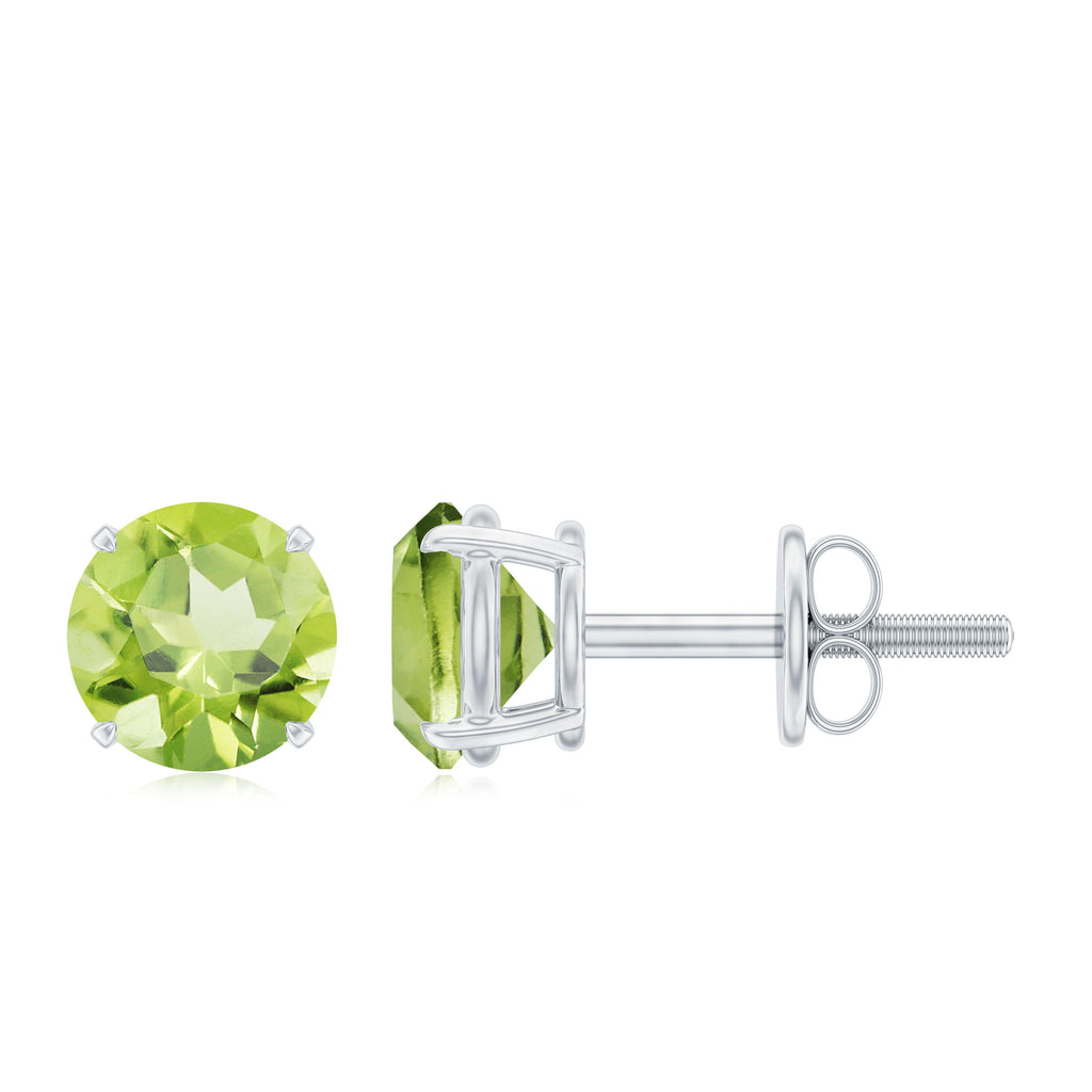 August Birthstone 1/2 CT Round Cut Peridot Solitaire Stud Earrings for Women Peridot - ( AAA ) - Quality - Rosec Jewels