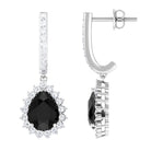 3.25 CT Black Spinel Bridal Teardrop Earrings with Moissanite Black Spinel - ( AAA ) - Quality - Rosec Jewels