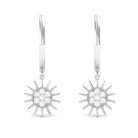 1/2 CT Sunburst Dangle Earrings with Diamond Cluster Diamond - ( HI-SI ) - Color and Clarity - Rosec Jewels