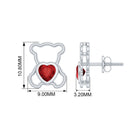1 CT Heart Shape Created Ruby Teddy Stud Earrings Lab Created Ruby - ( AAAA ) - Quality - Rosec Jewels