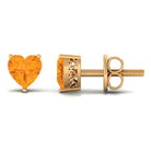 6 MM Heart Shape Fire Opal Solitaire Stud Earrings Fire Opal - ( AAA ) - Quality - Rosec Jewels
