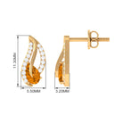 1/2 CT Pear Shape Citrine and Diamond Leaf Stud Earrings Citrine - ( AAA ) - Quality - Rosec Jewels