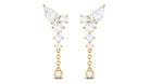 White Moissanite Chain Dangle Earrings Moissanite - ( D-VS1 ) - Color and Clarity - Rosec Jewels