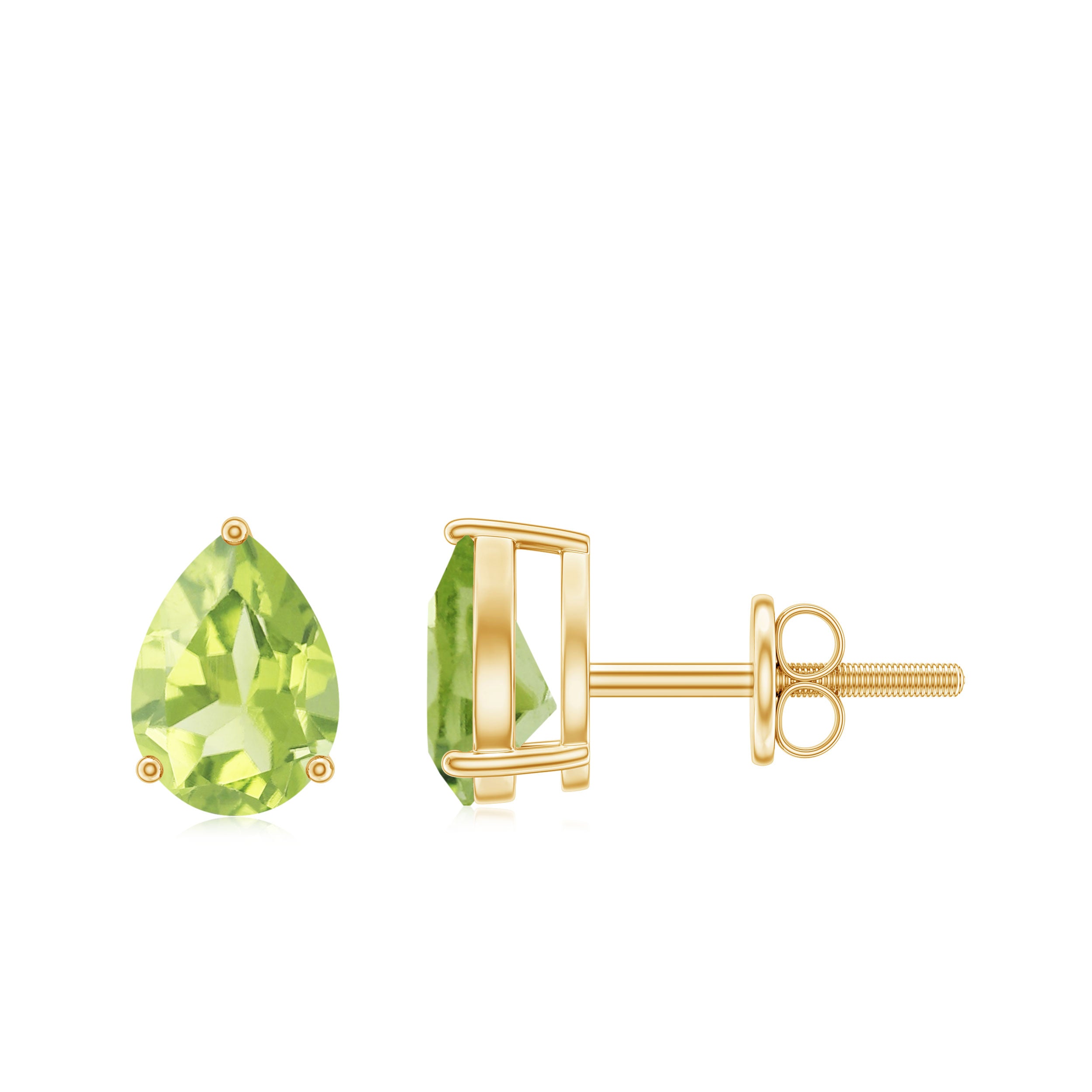 1.5 CT Pear Cut Peridot Solitaire Earrings Peridot - ( AAA ) - Quality - Rosec Jewels