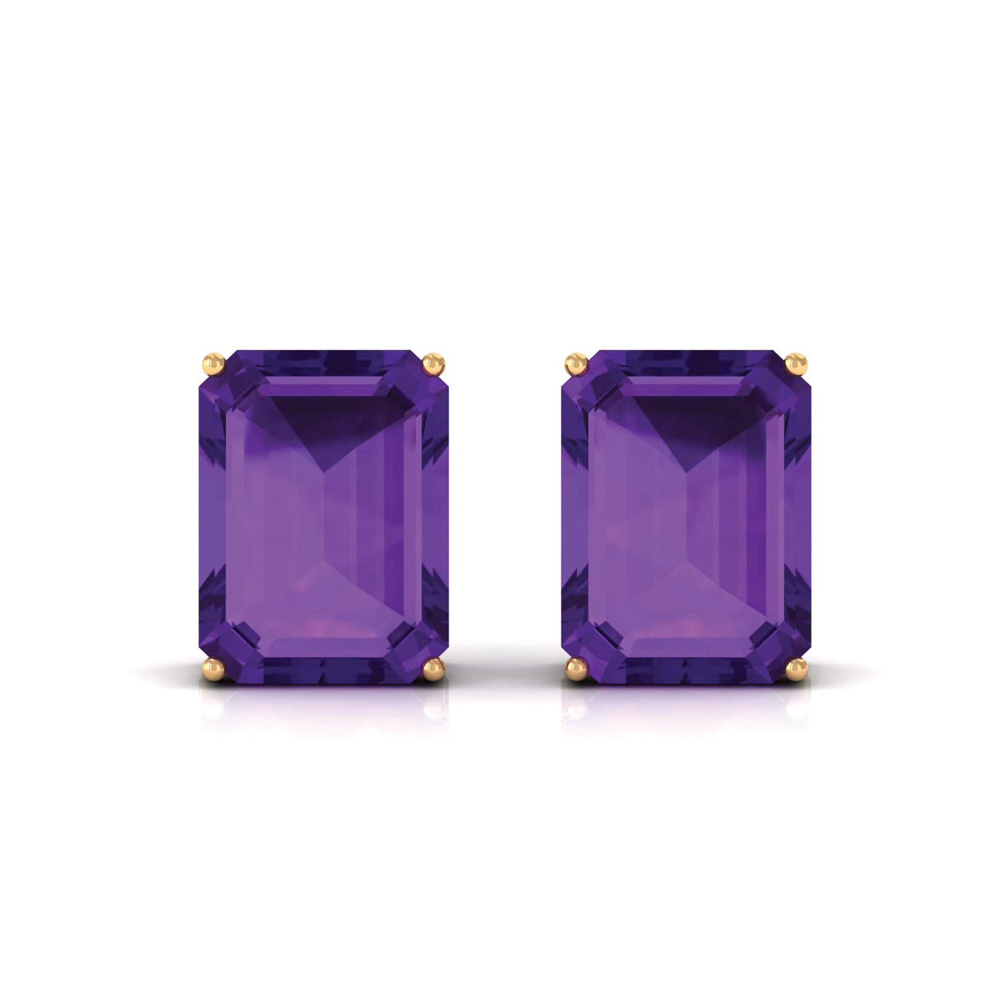 3.25 CT Octagon Cut Amethyst Solitaire Stud Earrings Amethyst - ( AAA ) - Quality - Rosec Jewels