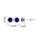 1.50 CT Simple Blue Sapphire Two Stone Infinity Stud Earrings Blue Sapphire - ( AAA ) - Quality - Rosec Jewels