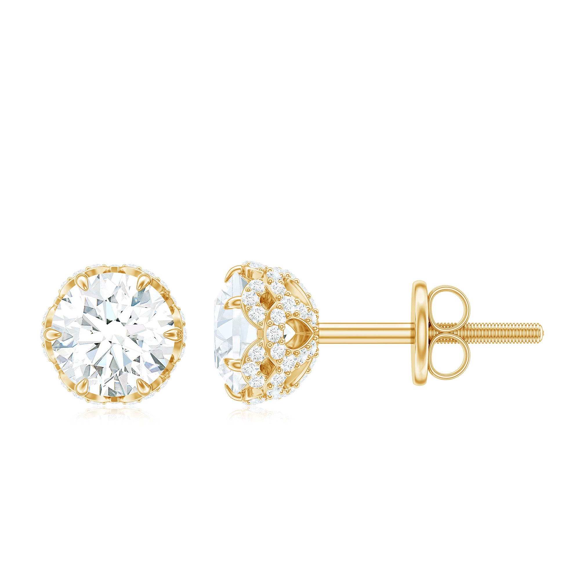 1.25 CT Moissanite Solitaire Flower Stud Earring Moissanite - ( D-VS1 ) - Color and Clarity - Rosec Jewels
