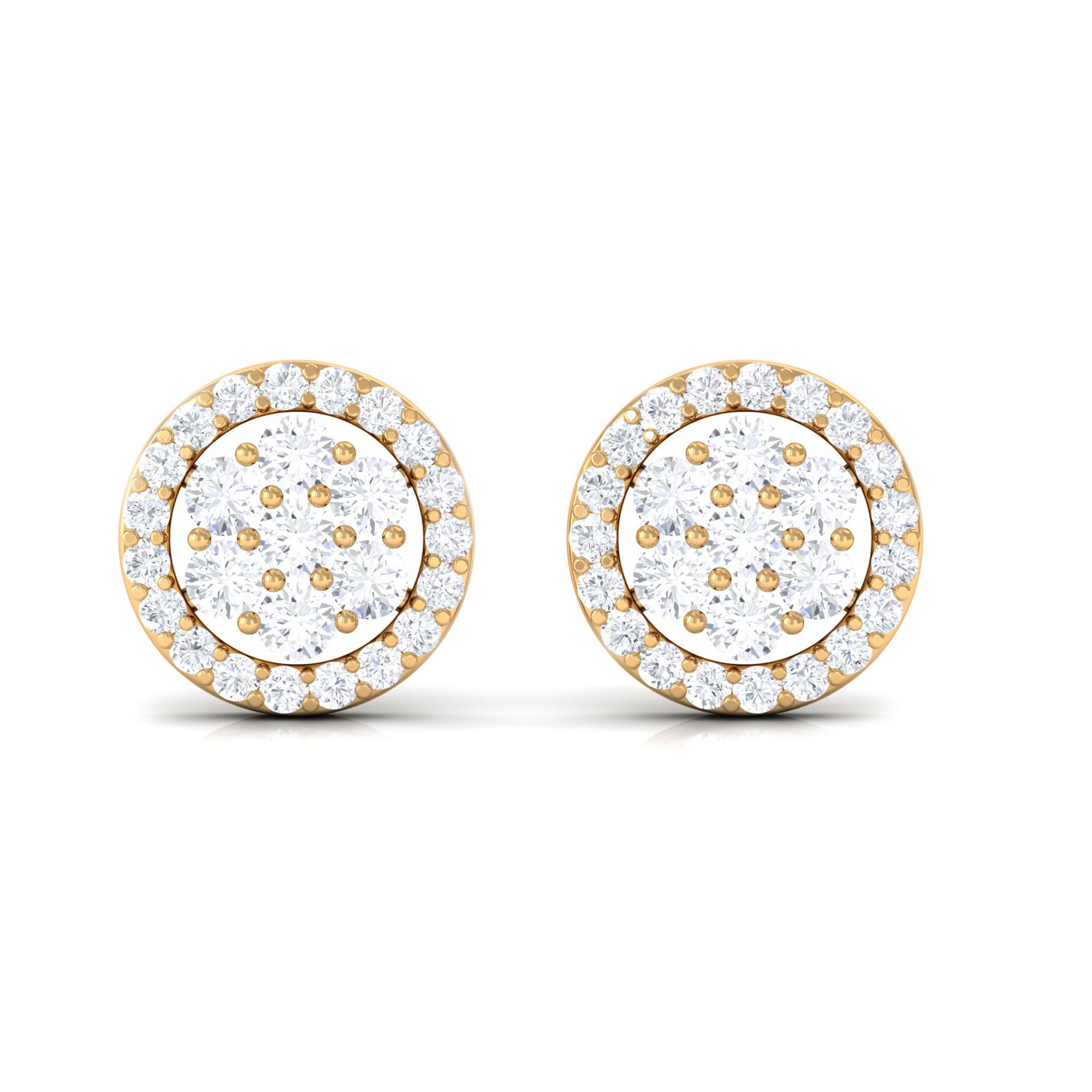 1/2 CT Zircon Cluster Halo Stud Earrings in Gold Zircon - ( AAAA ) - Quality - Rosec Jewels