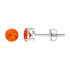 4 MM Round Cut Genuine Orange Sapphire Minimal Solitaire Stud Earrings for Women Orange Sapphire - ( AAA ) - Quality - Rosec Jewels