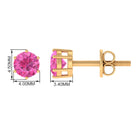 4 MM Genuine Pink Sapphire Solitaire Stud Earrings in 6 Prong Setting Pink Sapphire - ( AAA ) - Quality - Rosec Jewels