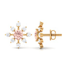 1 CT Morganite Flower Stud Earrings with Diamond Morganite - ( AAA ) - Quality - Rosec Jewels