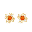 1/2 CT Round Shape Fire Opal and Diamond Sunburst Stud Earrings Fire Opal - ( AAA ) - Quality - Rosec Jewels