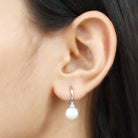 8 CT Freshwater Pearl and Diamond Trio Hoop Earrings Freshwater Pearl - ( AAA ) - Quality - Rosec Jewels