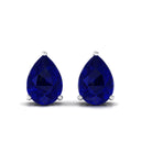 5X7 MM Pear Cut Blue Sapphire Solitaire Stud Earrings in 3 Prong Setting Blue Sapphire - ( AAA ) - Quality - Rosec Jewels
