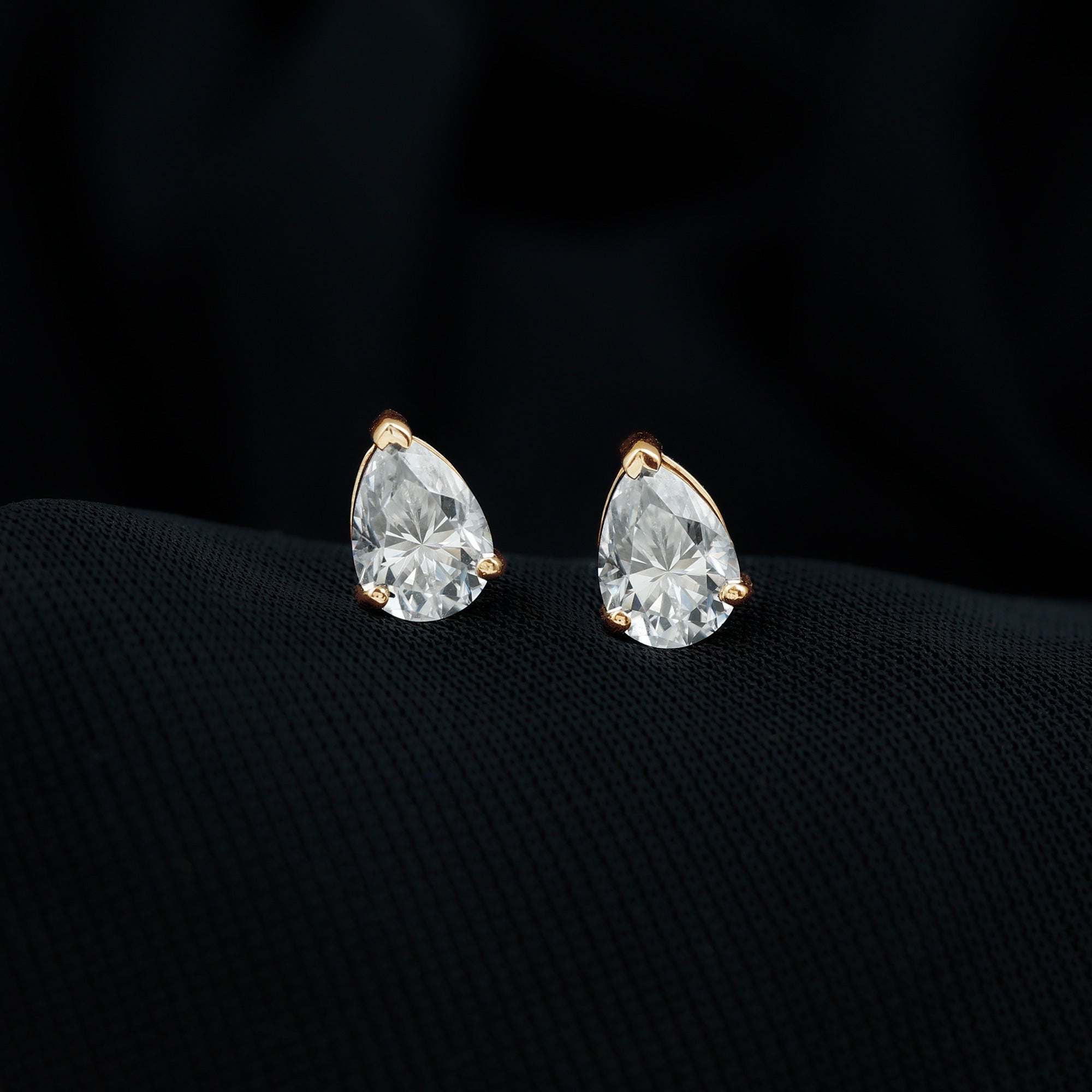 Pear Shape Lab Grown Diamond Solitaire Stud Earrings Lab Grown Diamond - ( EF-VS ) - Color and Clarity - Rosec Jewels
