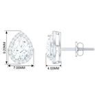 Classic Pear Shape Lab Grown Diamond Stud Earrings with Halo Lab Grown Diamond - ( EF-VS ) - Color and Clarity - Rosec Jewels