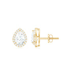 Classic Pear Shape Lab Grown Diamond Stud Earrings with Halo Lab Grown Diamond - ( EF-VS ) - Color and Clarity - Rosec Jewels