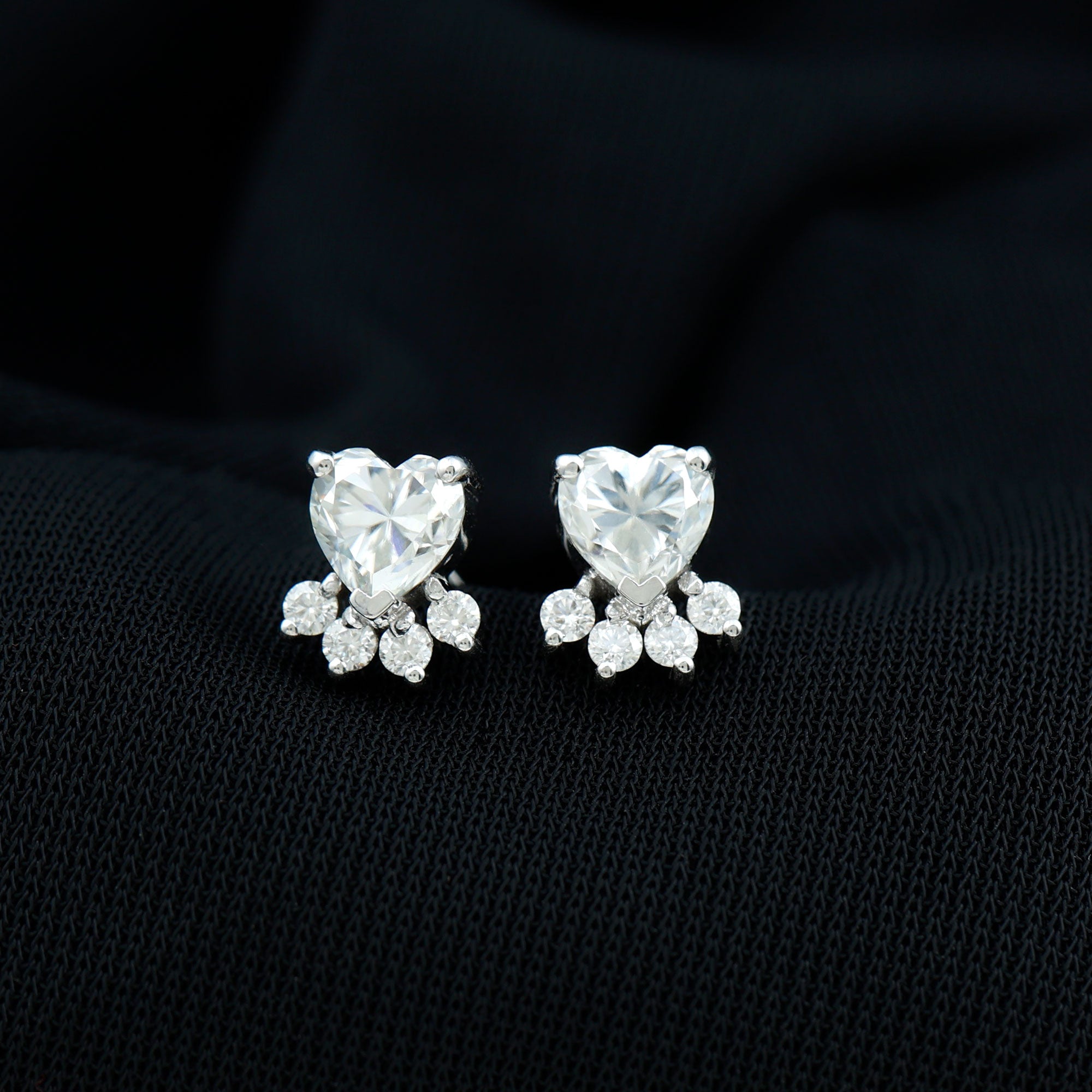 Lab Grown Diamond Paw Stud Earrings with Screw Back Lab Grown Diamond - ( EF-VS ) - Color and Clarity - Rosec Jewels