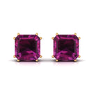 6.5 CT Asscher Cut Rhodolite Solitaire Stud Earrings Rhodolite - ( AAA ) - Quality - Rosec Jewels