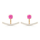 1 CT Pink Sapphire and Diamond Classic Jacket Earrings Pink Sapphire - ( AAA ) - Quality - Rosec Jewels