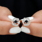 1.50 CT Minimal Black and White Diamond Geometric Stud Earrings Black Diamond - ( AAA ) - Quality - Rosec Jewels