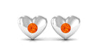 Gypsy Set Round Orange Sapphire Heart Stud Earrings Orange Sapphire - ( AAA ) - Quality - Rosec Jewels
