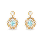 1.25 CT Real Aquamarine and Diamond Bridal Drop Earrings Aquamarine - ( AAA ) - Quality - Rosec Jewels
