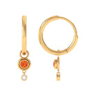 0.25 CT Bezel Set Orange Sapphire and Diamond Simple Hoop Drop Earrings Orange Sapphire - ( AAA ) - Quality - Rosec Jewels