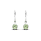 Lab Grown Green Sapphire Hoop Drop Earrings Lab Created Green Sapphire - ( AAAA ) - Quality - Rosec Jewels