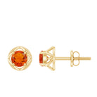 Simple Solitaire Fire Opal Flower Stud Earrings Fire Opal - ( AAA ) - Quality - Rosec Jewels