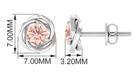 1/2 CT Round Morganite Solitaire Swirl Stud Earrings in Gold Morganite - ( AAA ) - Quality - Rosec Jewels