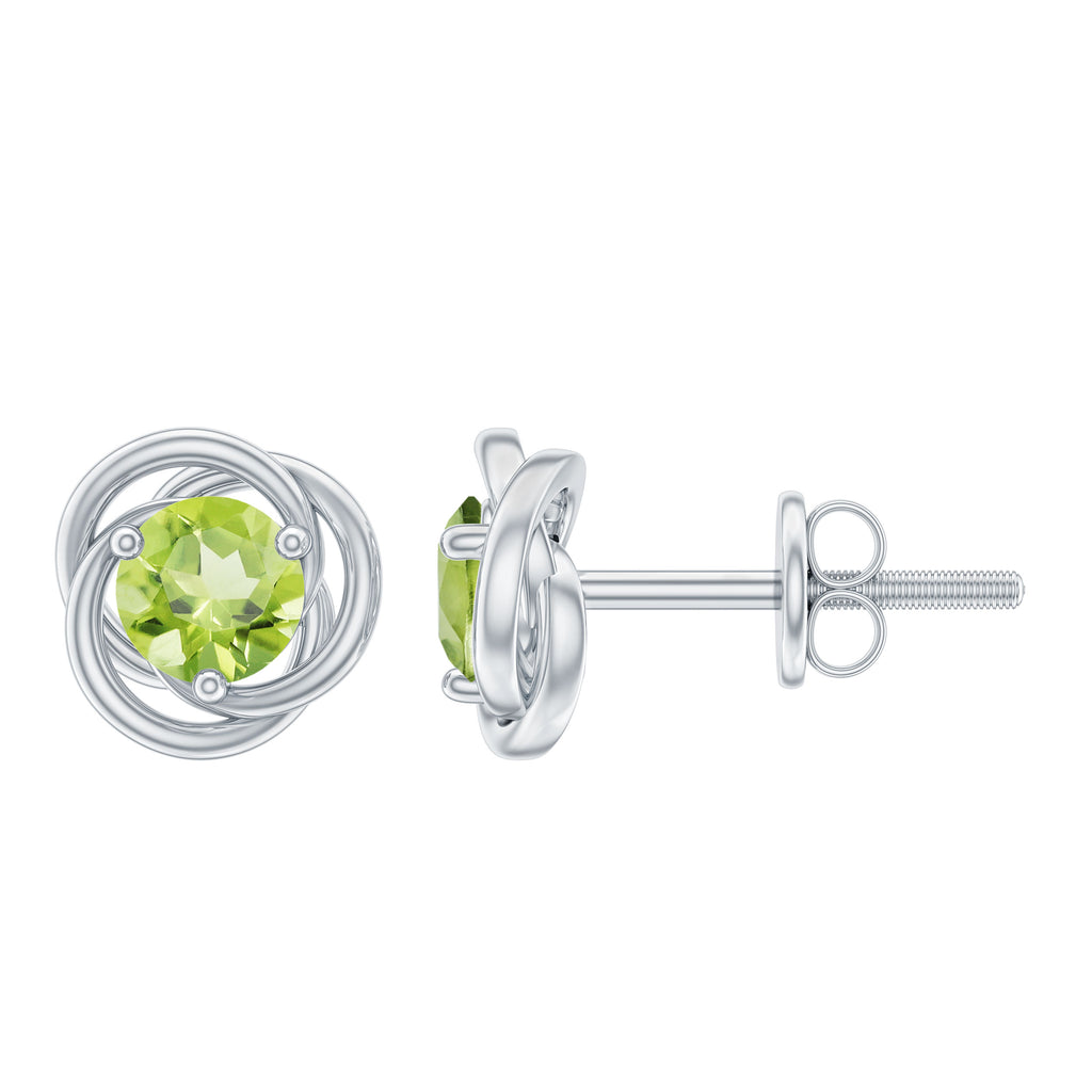Solitaire Peridot Swirl Stud Earrings Peridot - ( AAA ) - Quality - Rosec Jewels