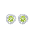 Solitaire Peridot Swirl Stud Earrings Peridot - ( AAA ) - Quality - Rosec Jewels