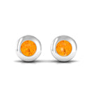 1/2 CT Bezel Set Round Fire Opal Solitaire Stud Earrings Fire Opal - ( AAA ) - Quality - Rosec Jewels