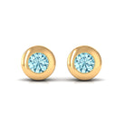 1/4 CT Round Aquamarine Solitaire Stud Earrings in Bezel Setting Aquamarine - ( AAA ) - Quality - Rosec Jewels