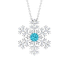 1 CT Swiss Blue Topaz and Diamond Scatter Snowflake Pendant Swiss Blue Topaz - ( AAA ) - Quality - Rosec Jewels